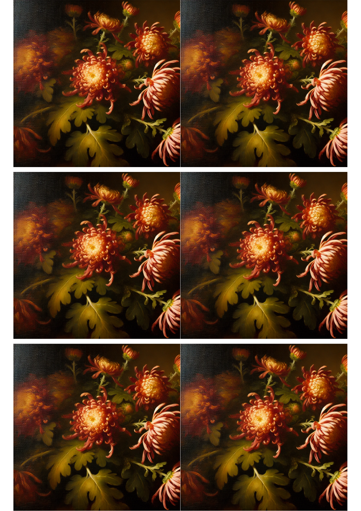 Sticker Sheet / Greeting Card – Chrysanthemums Collage Cat. No. 1799