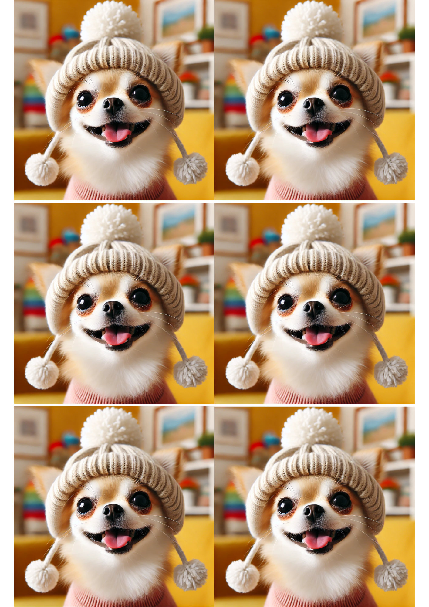 Sticker Sheet / Greeting Card – Chihuahua Dog In Winter Hat Collage Cat. No. 2563
