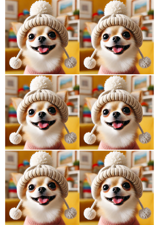 Sticker Sheet – Chihuahua Dog In Winter Hat Collage Cat. No. 2563