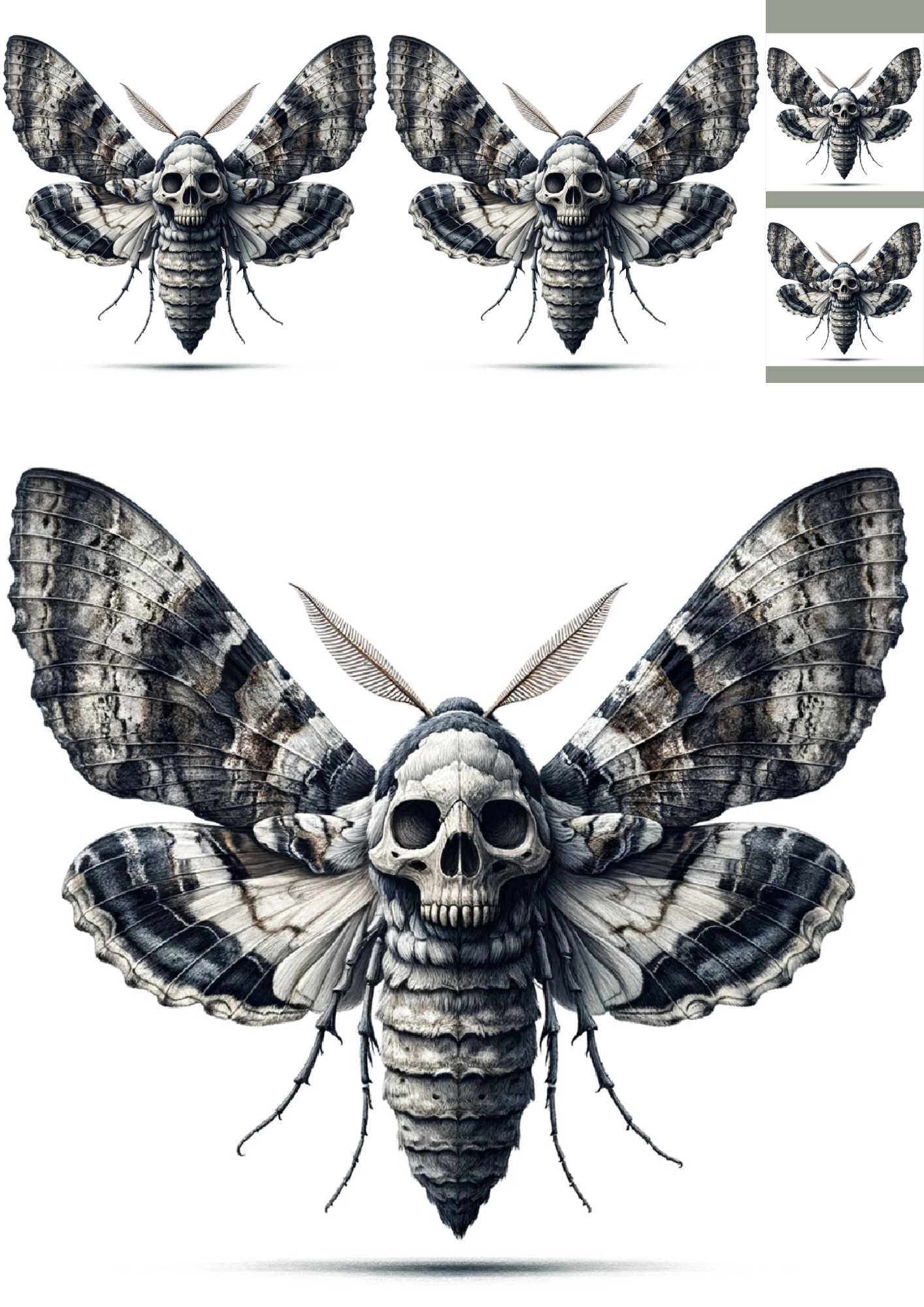 Sticker Sheet / Greeting Card – Moth Death's Head Collage Cat No. 1051