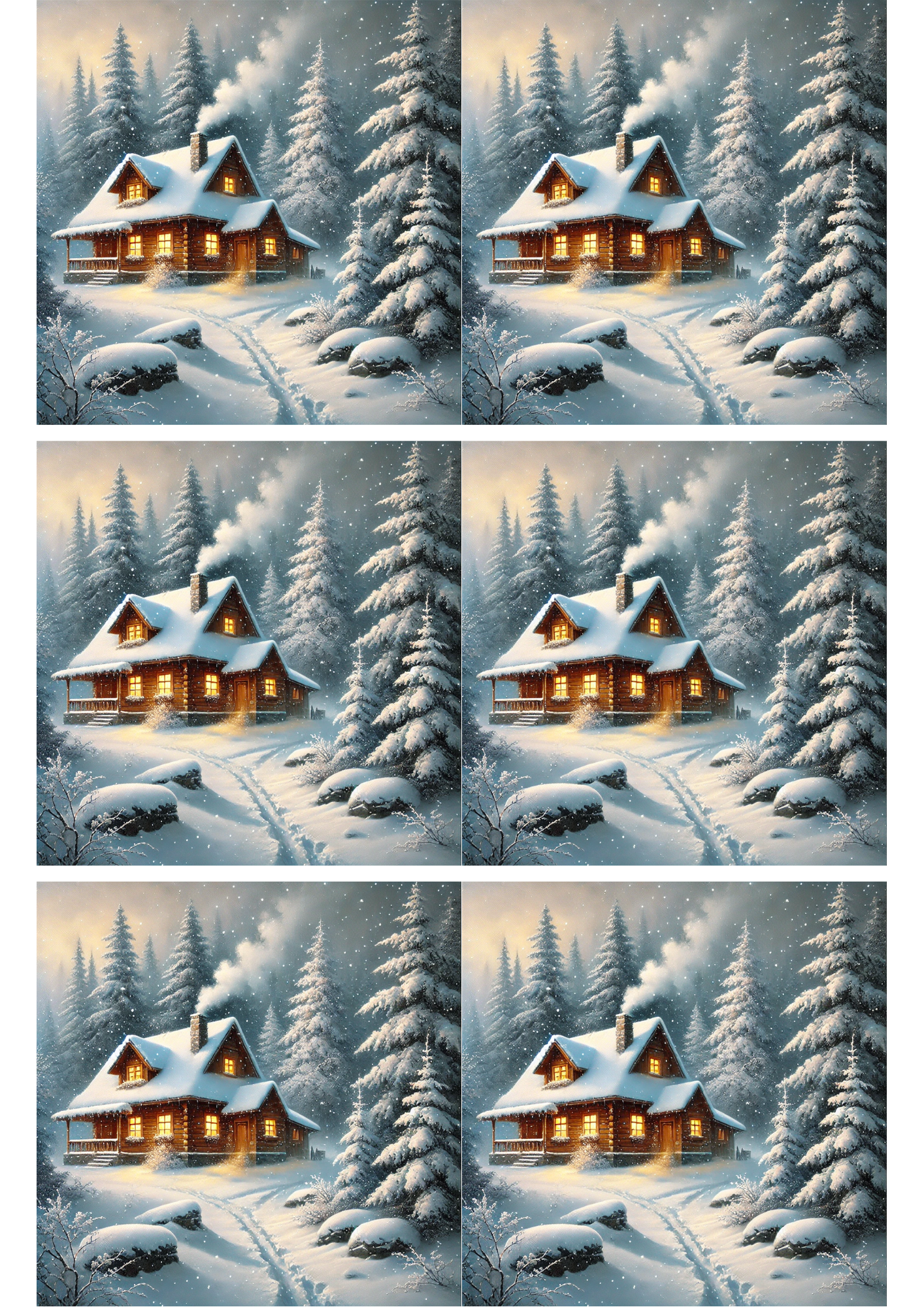 Sticker Sheet / Greeting Card – Cozy House In Winter Collage Cat. No. 1803