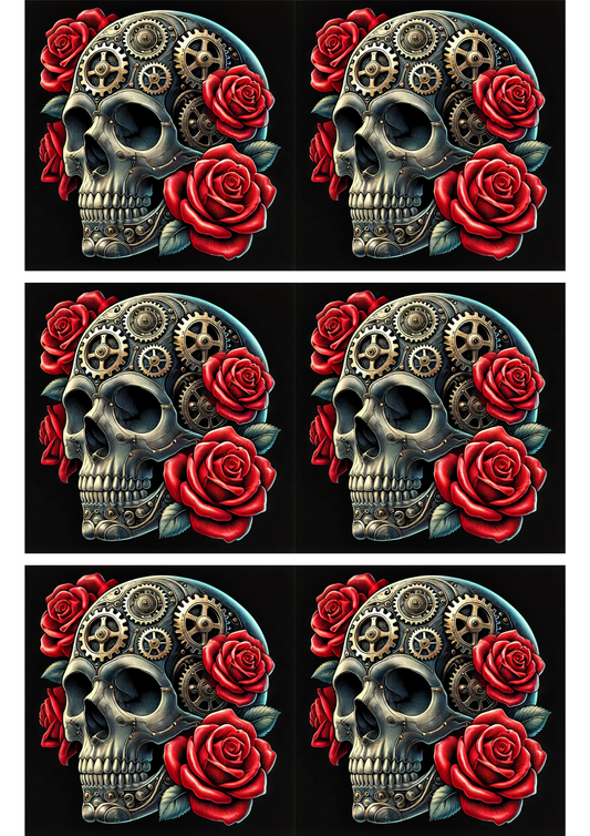 Sticker Sheet – Skull And Roses Steampunk Collage Cat. No. 2813