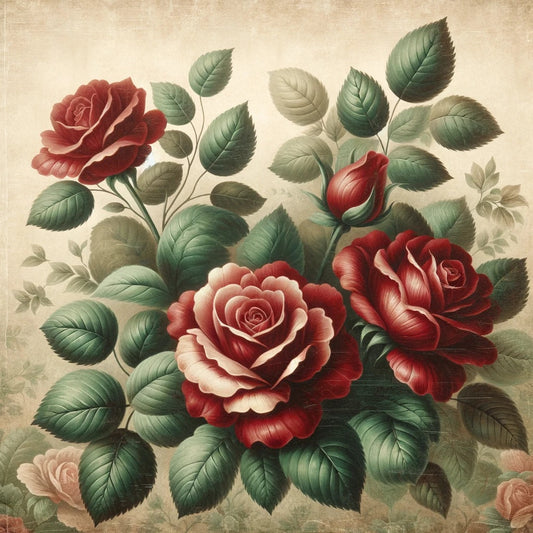 Sticker Sheet Red Roses Vinatge Cat. No. 77