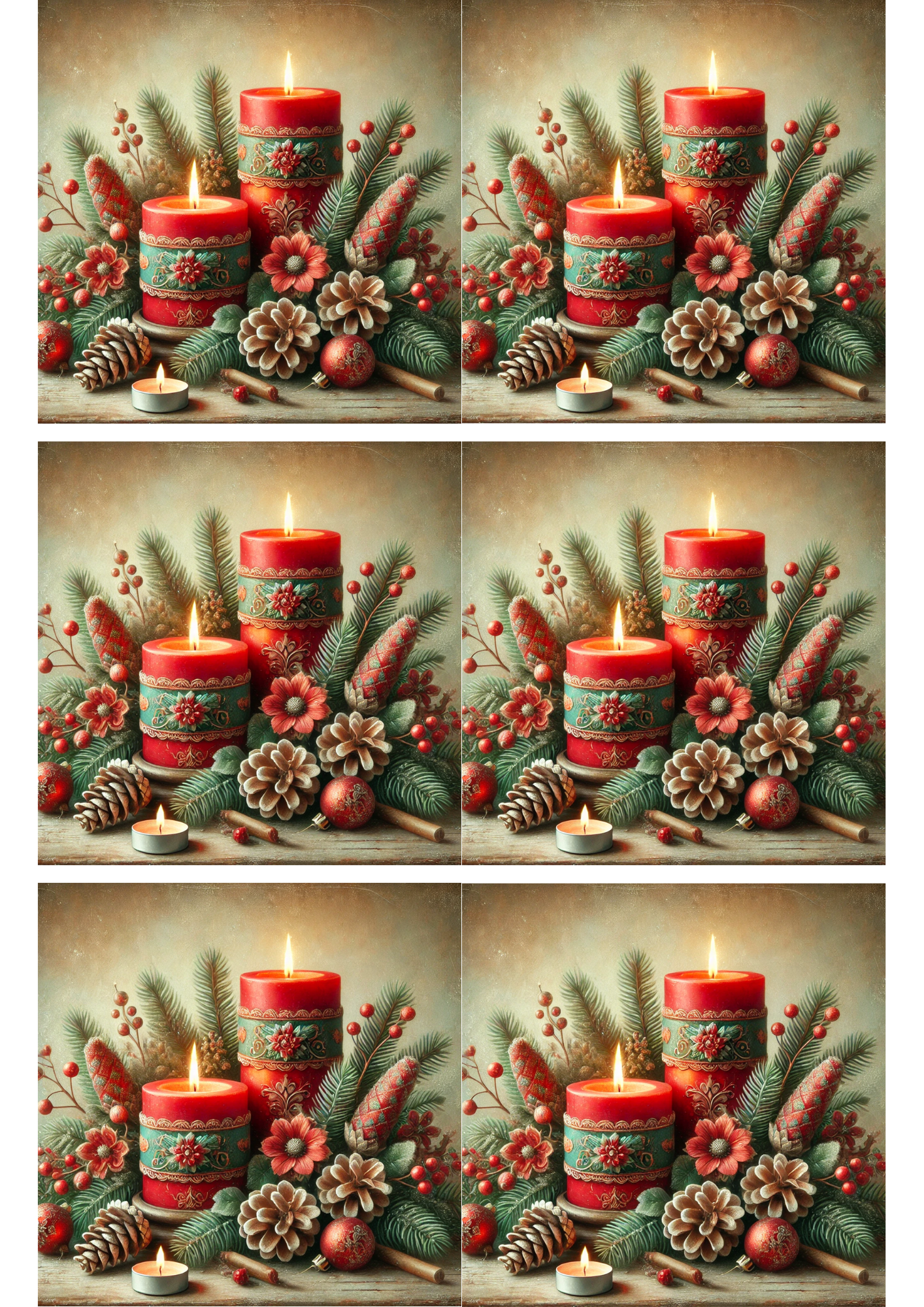 Sticker Sheet / Greeting Card – Red Candles Collage Cat. No. 2815