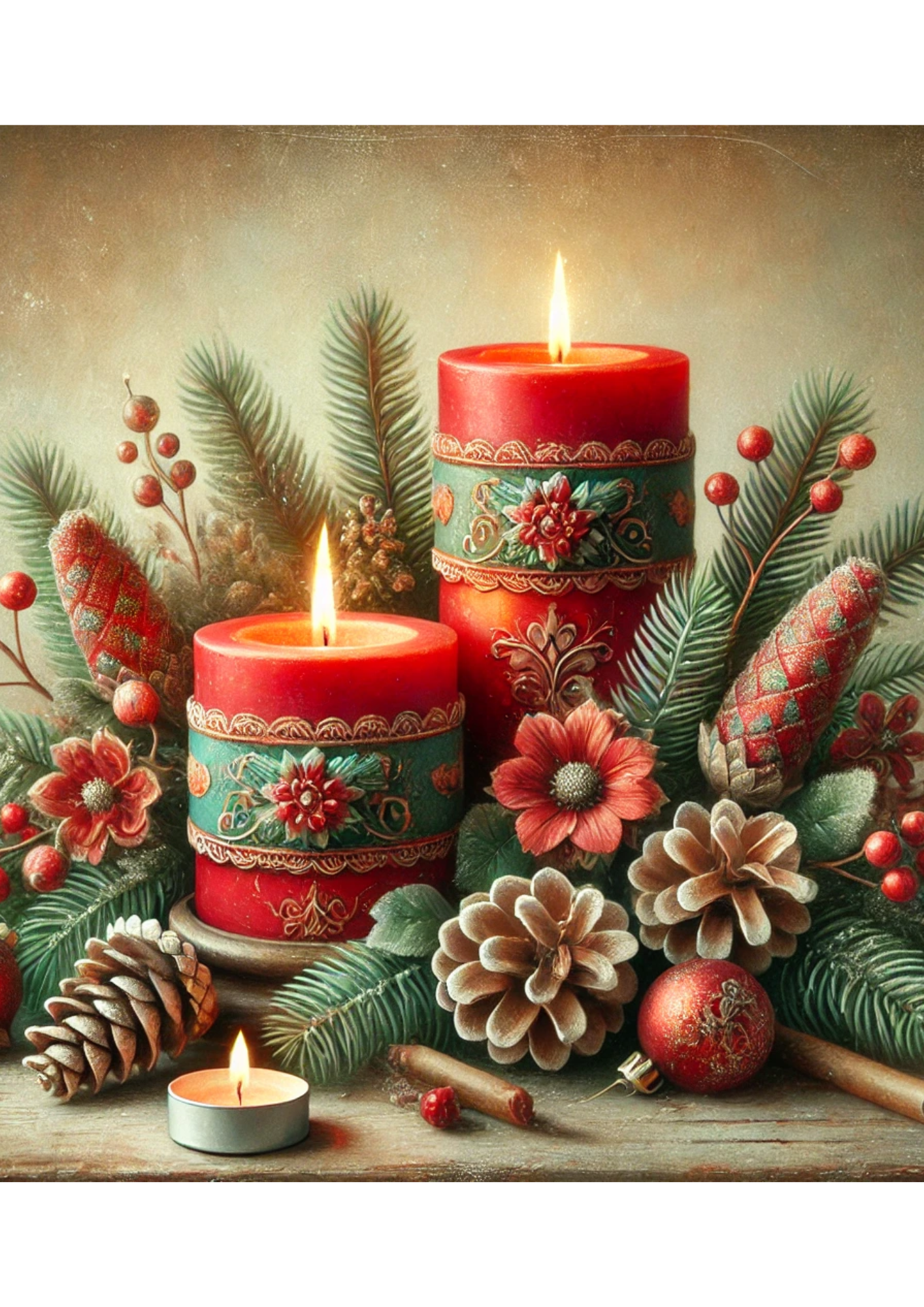 Sticker Sheet / Greeting Card – Red Candles Full Cat. No. 2816