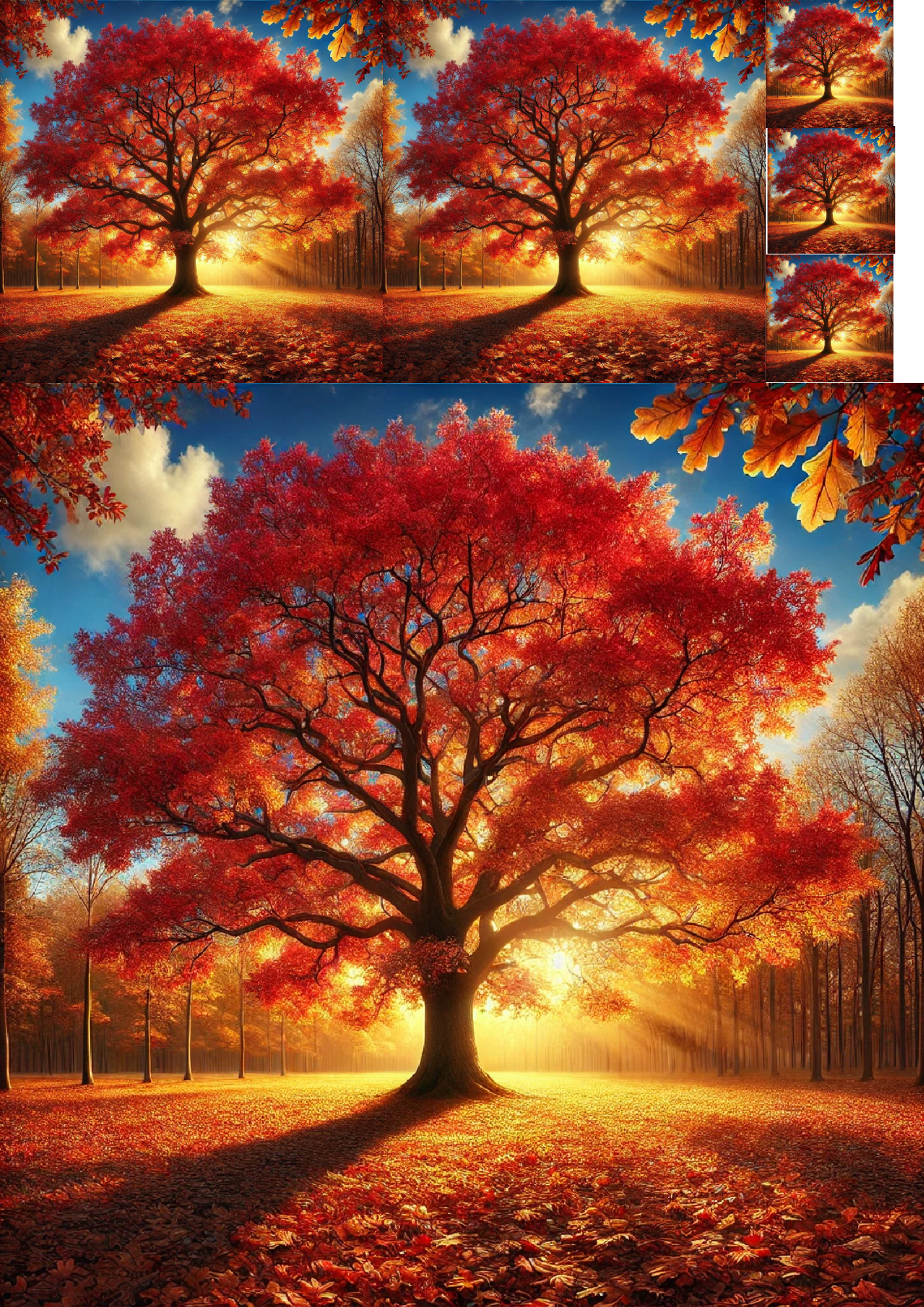 Sticker Sheet / Greeting Card – Oak in Autumn Collage Cat. No. 1283