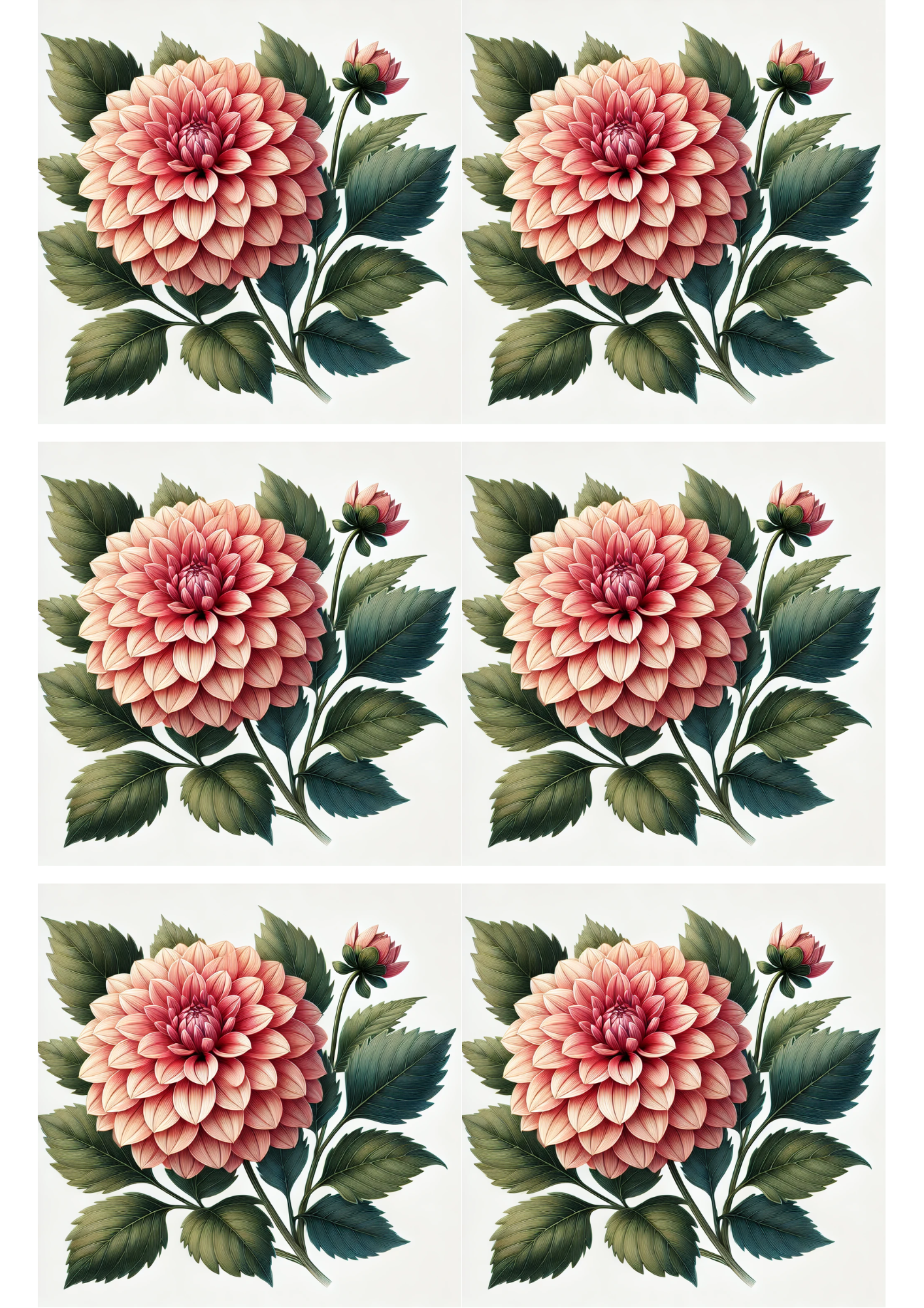 Sticker Sheet / Greeting Card – Dahlia Flower Collage Cat. No. 2973