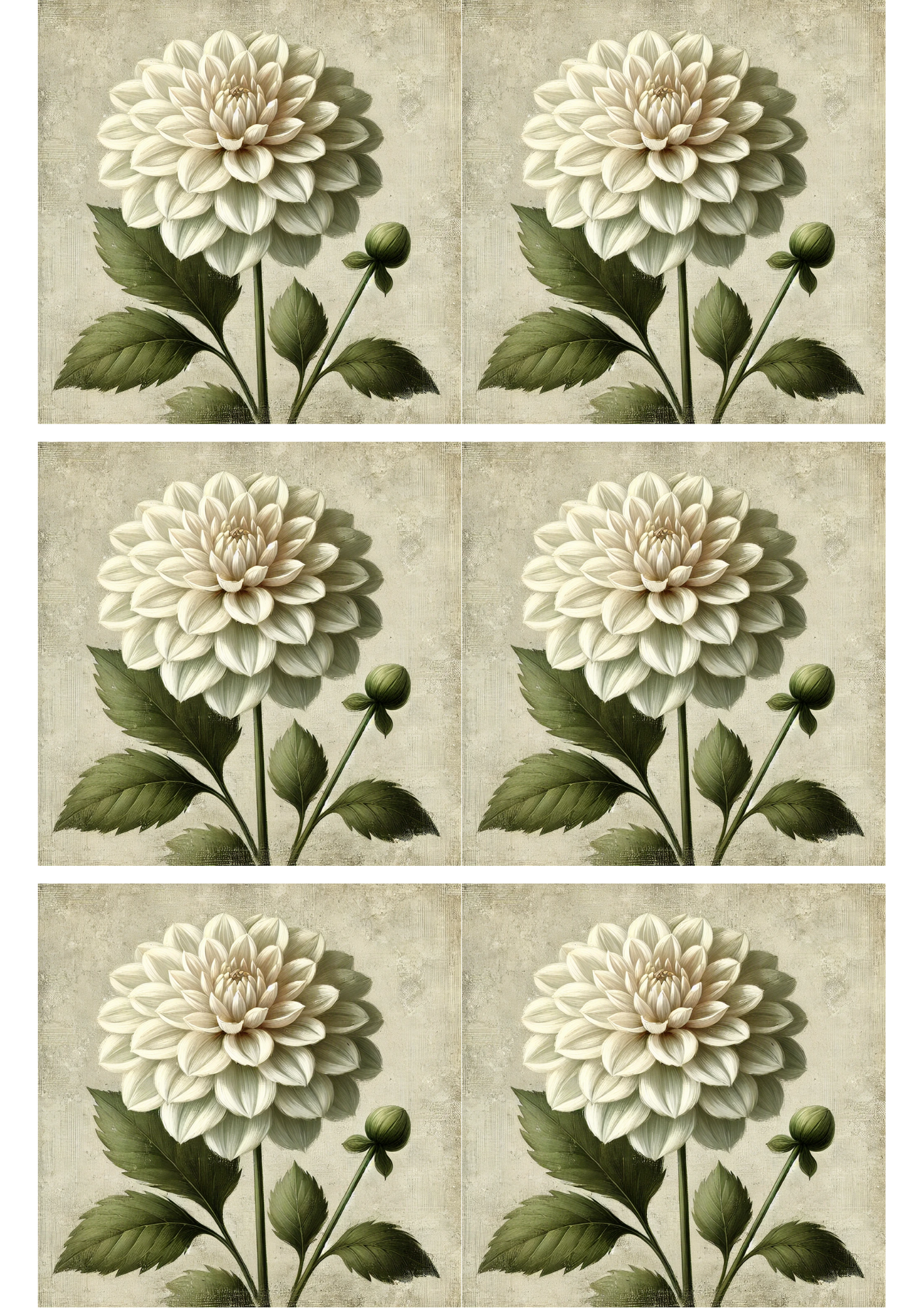 Sticker Sheet / Greeting Card – Dahlia Flower On White Background Collage Cat. No. 2977