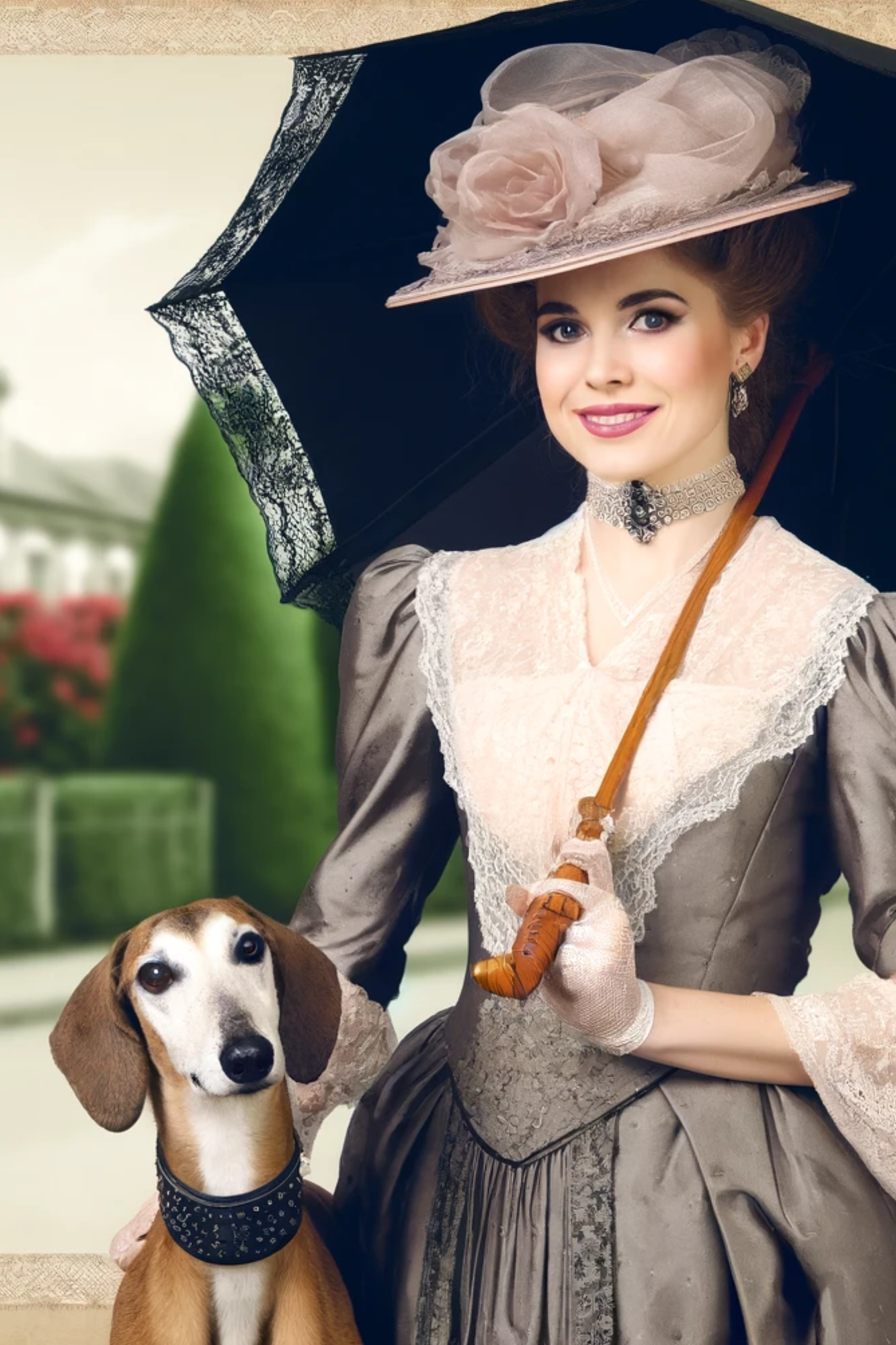 Sticker Sheet / Greeting Card – Woman With Hat In Victorian Style 2 Full Cat. No. 498