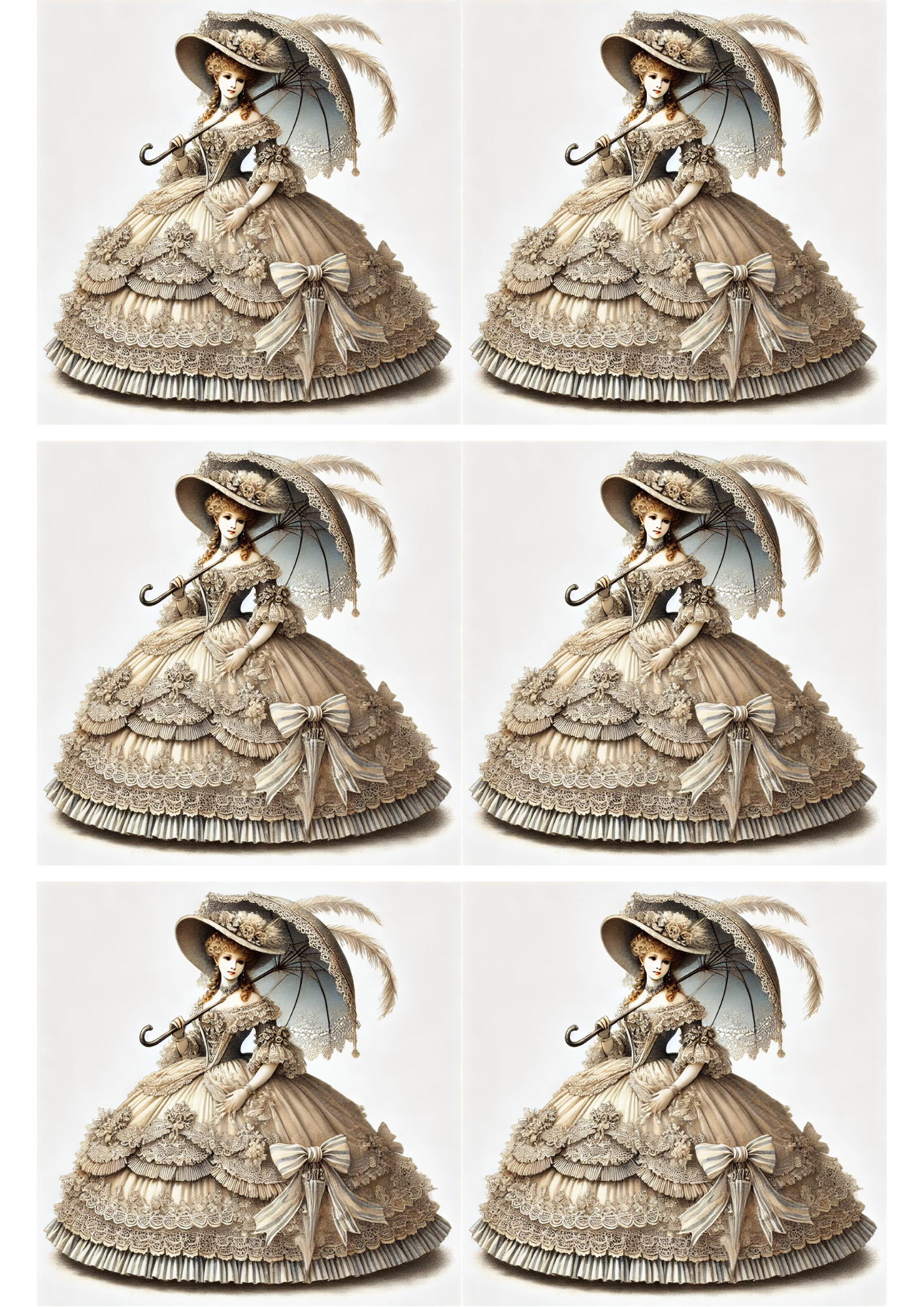 Sticker Sheet / Greeting Card – 19th Century Lady Collage Cat. No. 1809