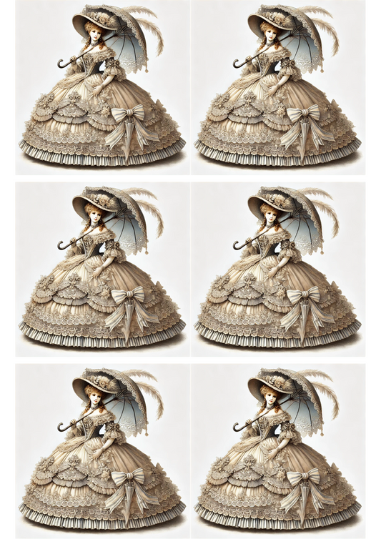 Sticker Sheet 19th Century Lady Collage Cat. No. 1809