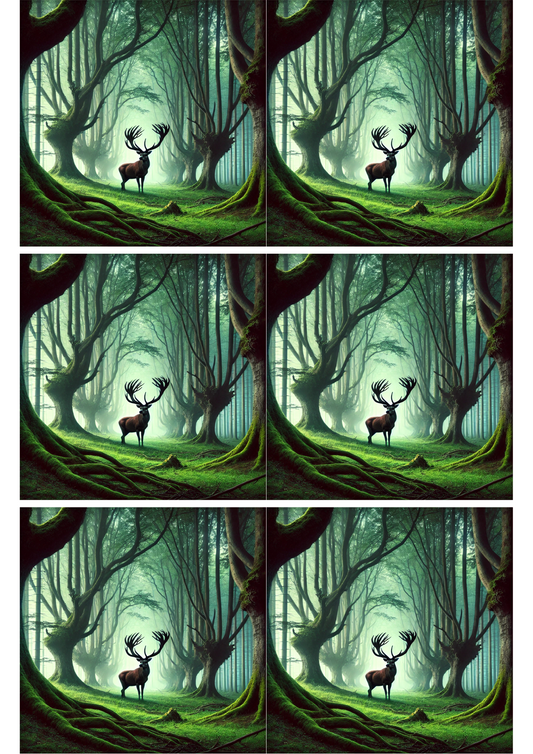 Stickerbogen Hirsch im Wald Collage Kat. Nr. 1813