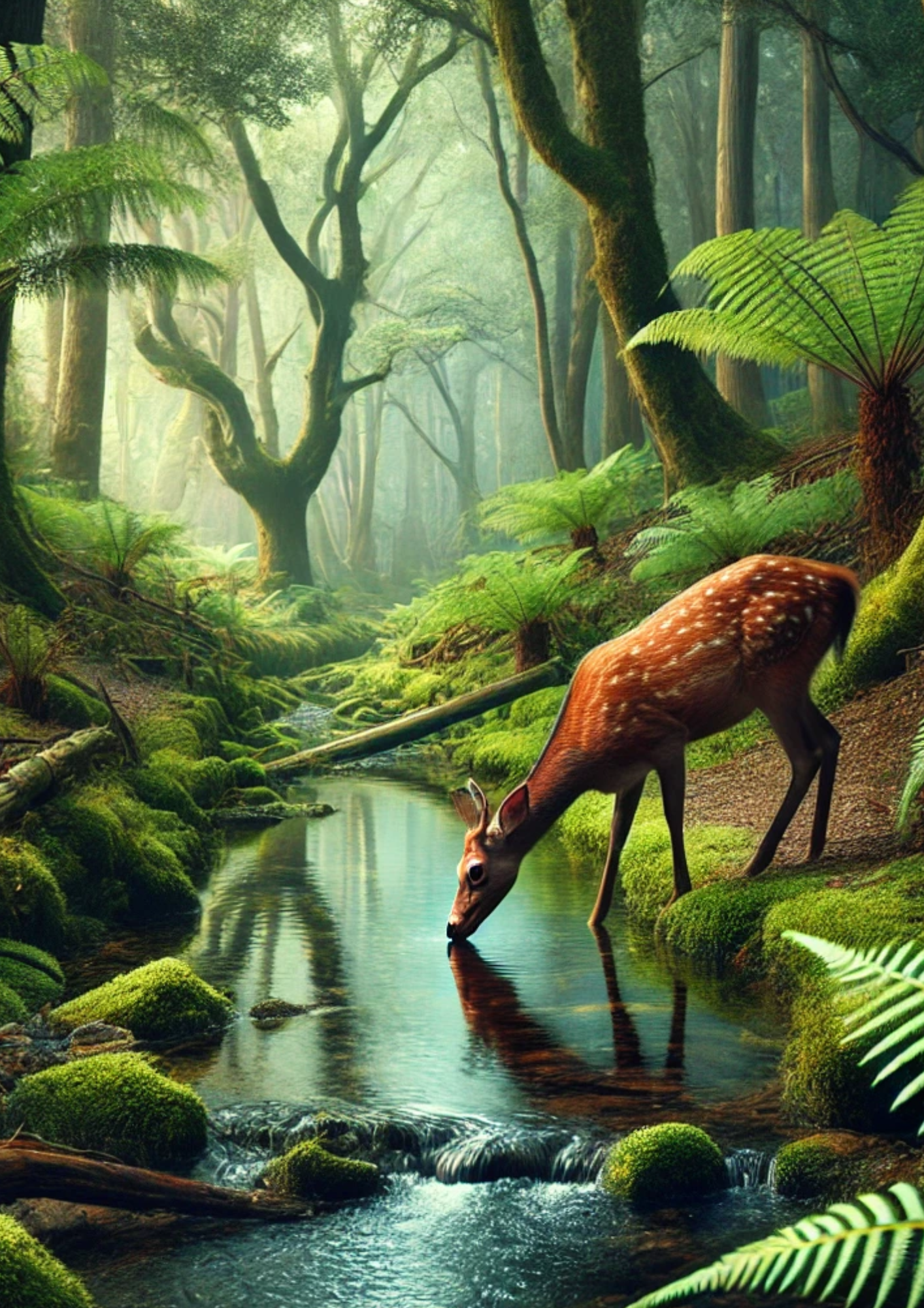 Sticker Sheet / Greeting Card – Deer At Watering Hole Full Cat. No. 1816