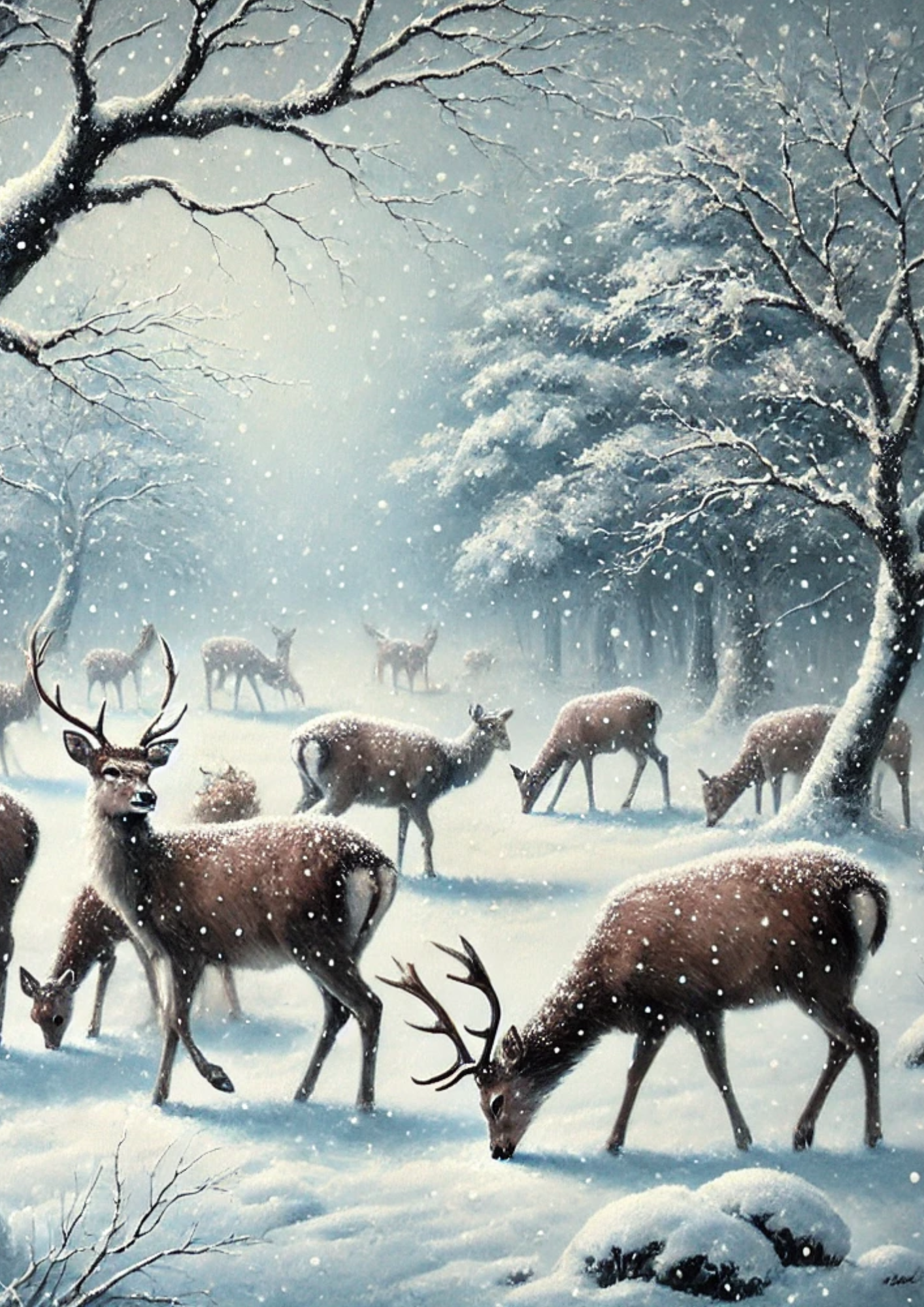 Sticker Sheet / Greeting Card – Deer In Winter Full Cat. No. 1818