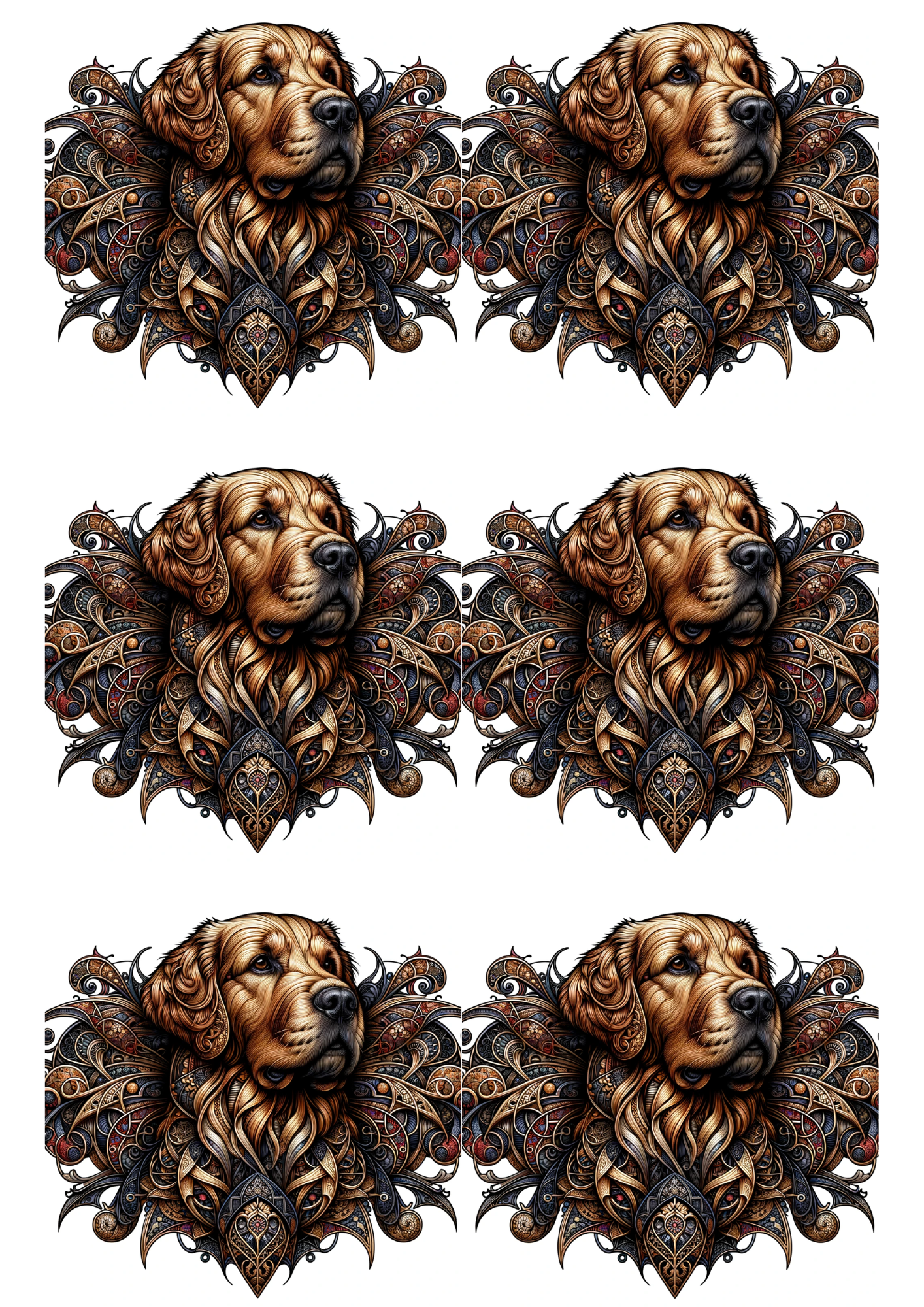 Sticker Sheet / Greeting Card – Golden Retriever Dog Collage Cat. No. 1710