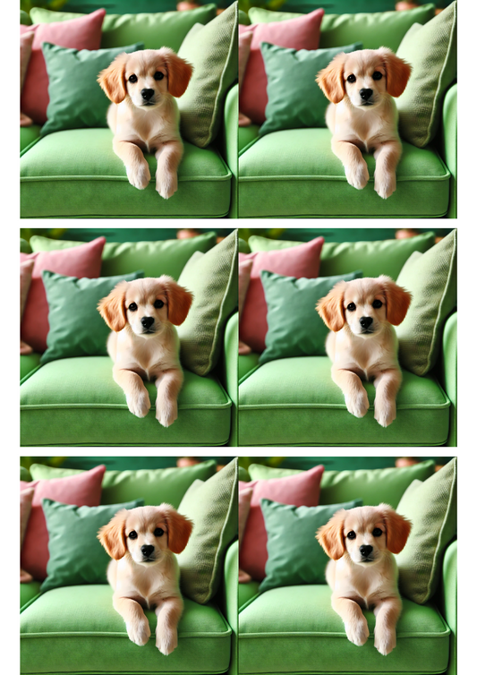 Sticker Sheet – Dog On Green Couch Collage Cat. No. 2981