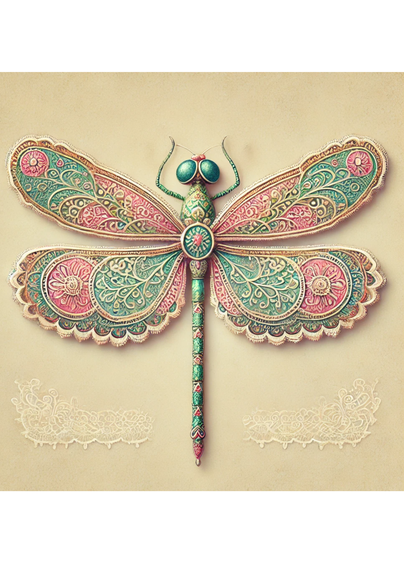 Sticker Sheet / Greeting Card – Dragonfly Shabby Chic Full Cat. No. 1869