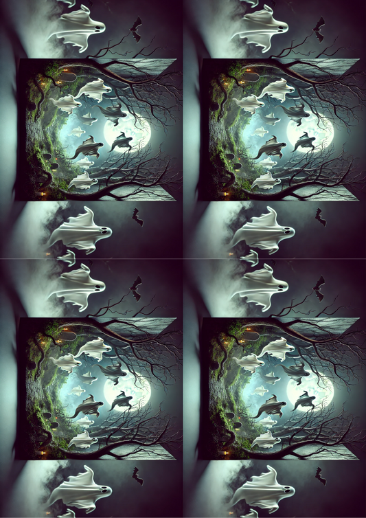 Sticker Sheet Ghosts Over The Forest Collage Cat. No. 1602