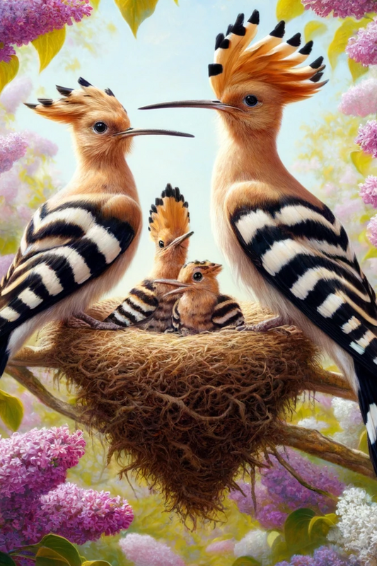 Sticker Sheet – Hoopoes In A Nest On A Lilac Twig Full Cat. No. 464