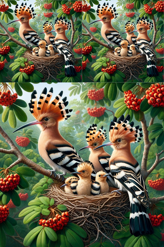 Sticker Sheet – Hoopoe In A Nest On Rowan Tree Collage Cat. No. 505