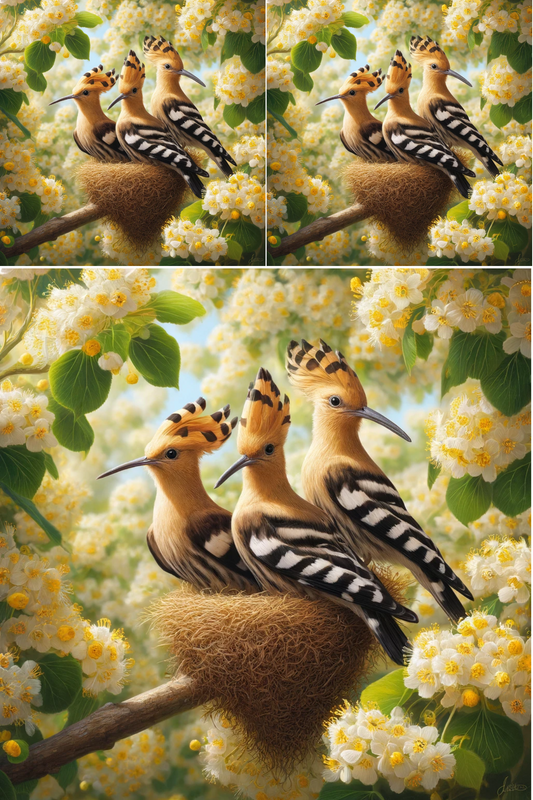 Sticker Sheet – Hoopoe In A Nest On Linden Tree Collage Cat. No. 507