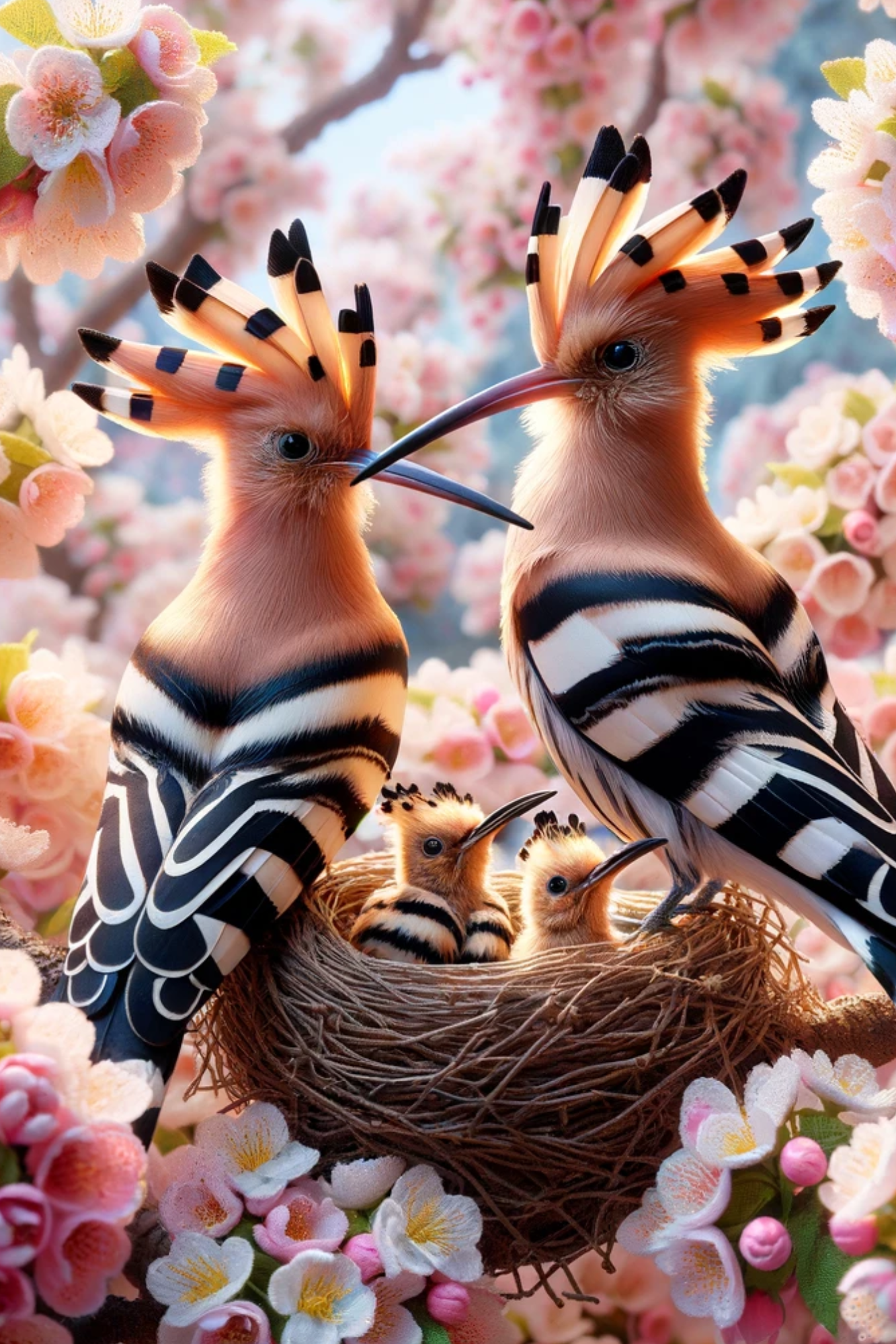 Sticker Sheet / Greeting Card – Hoopoe In A Nest On A Cherry Full Cat. No. 510