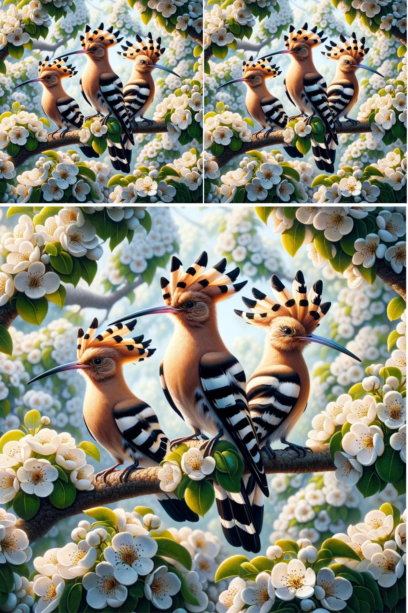 Sticker Sheet / Greeting Card – Hoopoe On A Pear Tree Collage Cat. No. 521