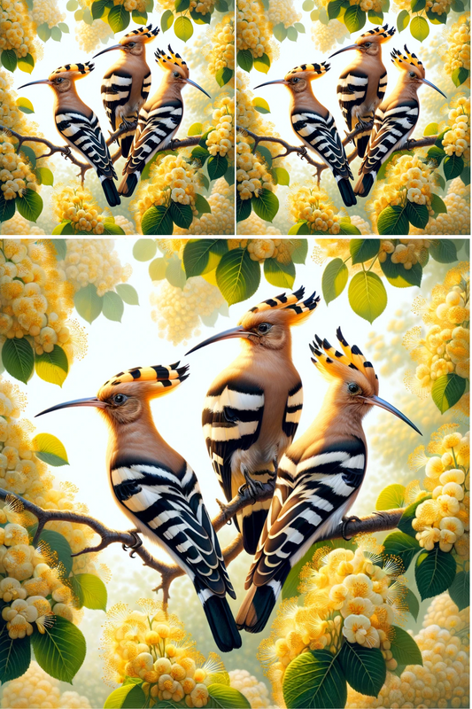 Sticker Sheet Hoopoe on a Blooming Linden Tree Collage Cat. No. 527