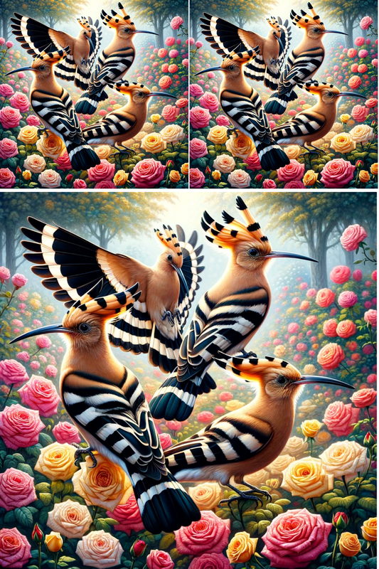 Sticker Sheet – Hoopoe in the Rose Garden Collage Cat. No. 531