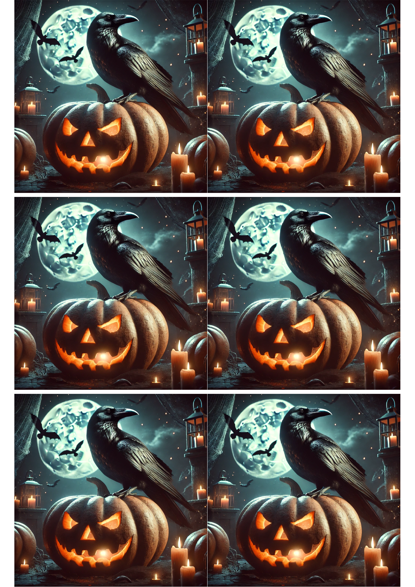 Sticker Sheet / Greeting Card – Pumpkin and Raven Collage Cat. No. 2575