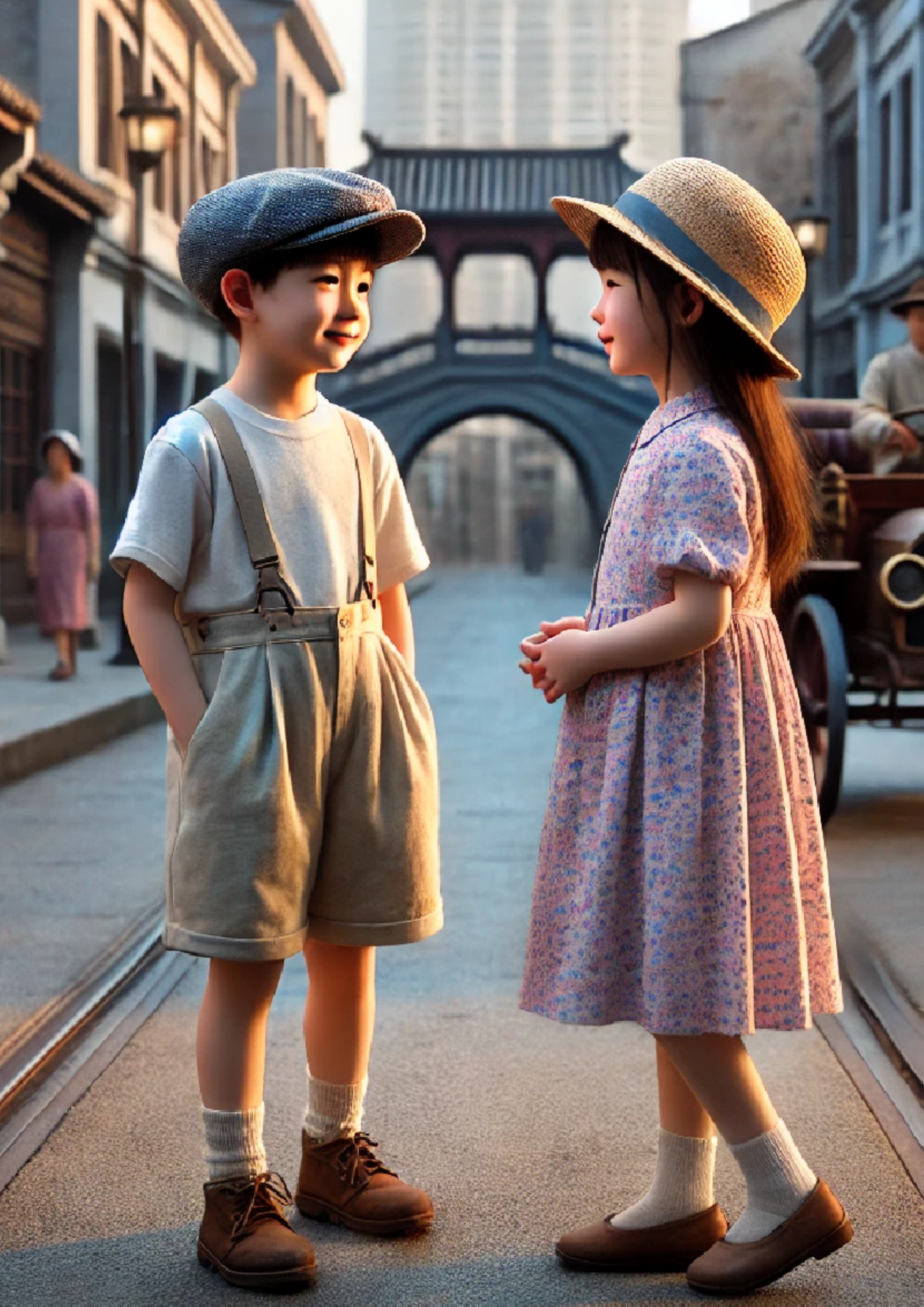 Sticker Sheet / Greeting Card – Chinese Boy And Girl In New York Full Cat. No. 1264