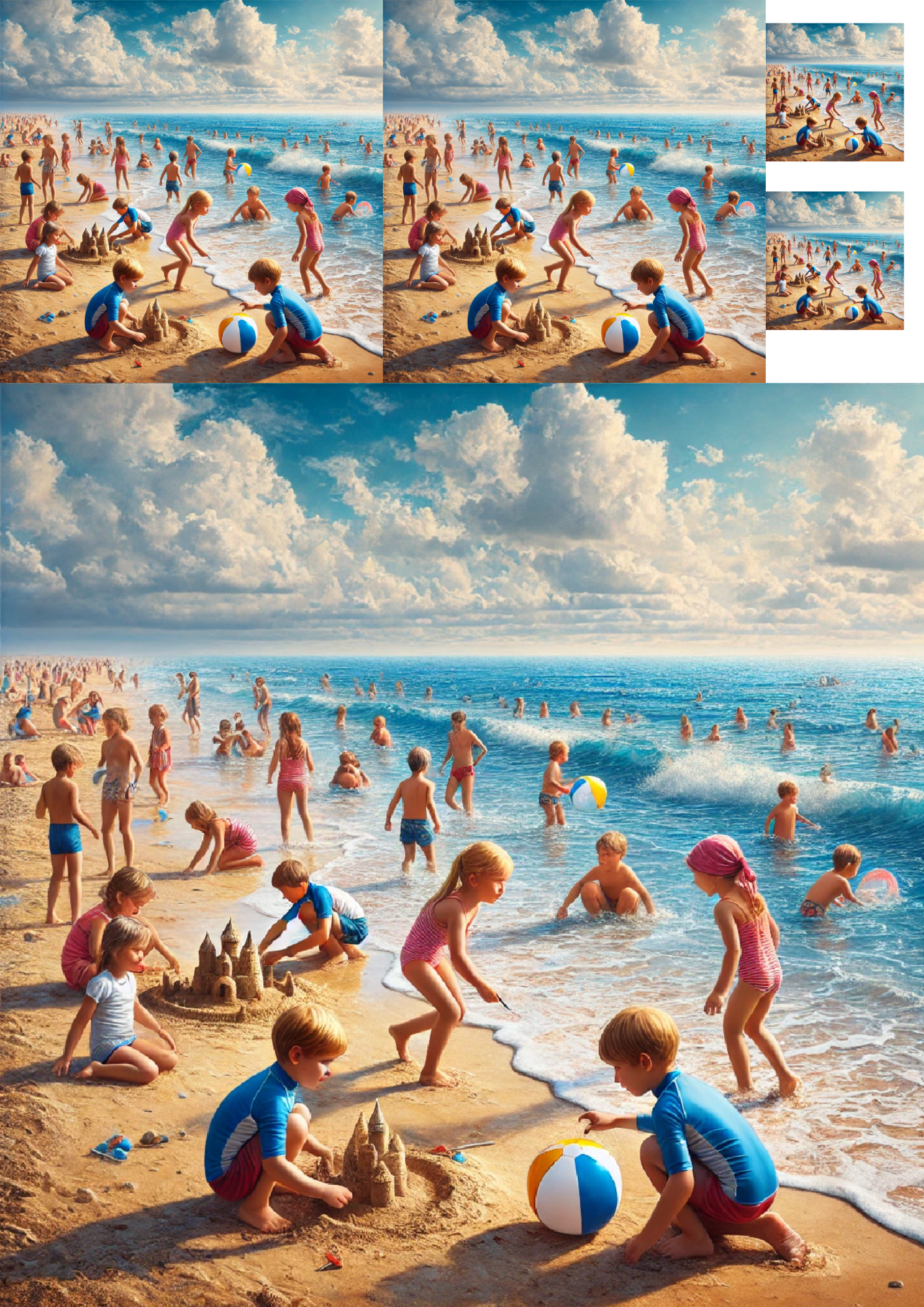 Sticker Sheet / Greeting Card – Children On The Beach Collage Cat. No. 1265