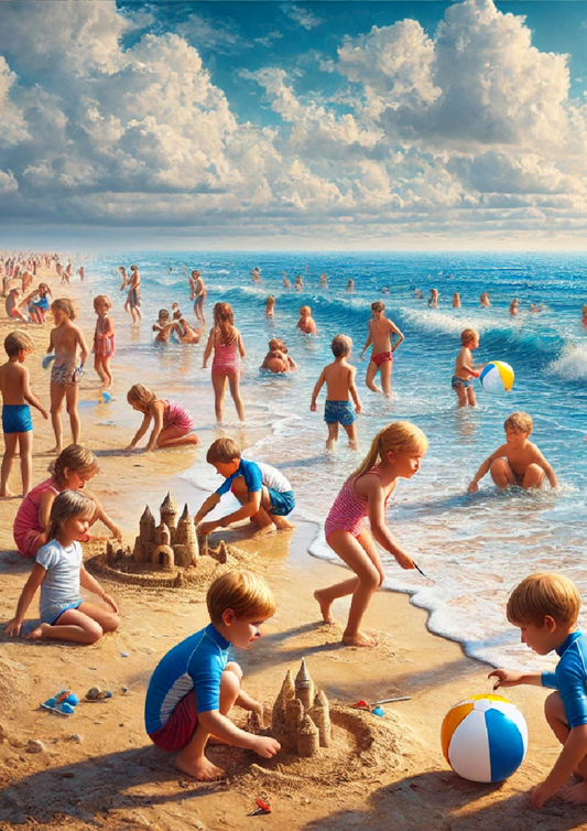 Sticker Sheet Children On The Beach Full Cat. No. 1266