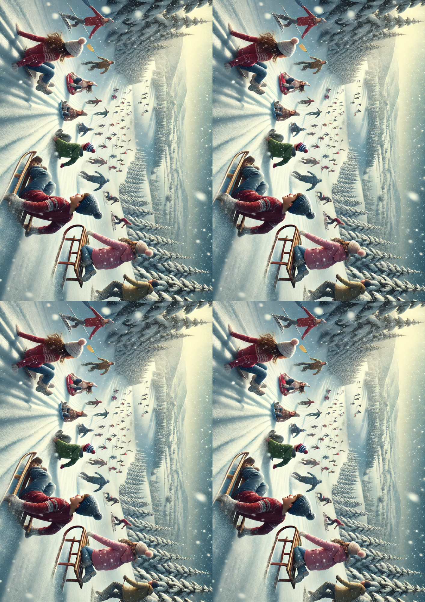 Sticker Sheet / Greeting Card – Children On Ski Slope Collage Cat. No. 1512