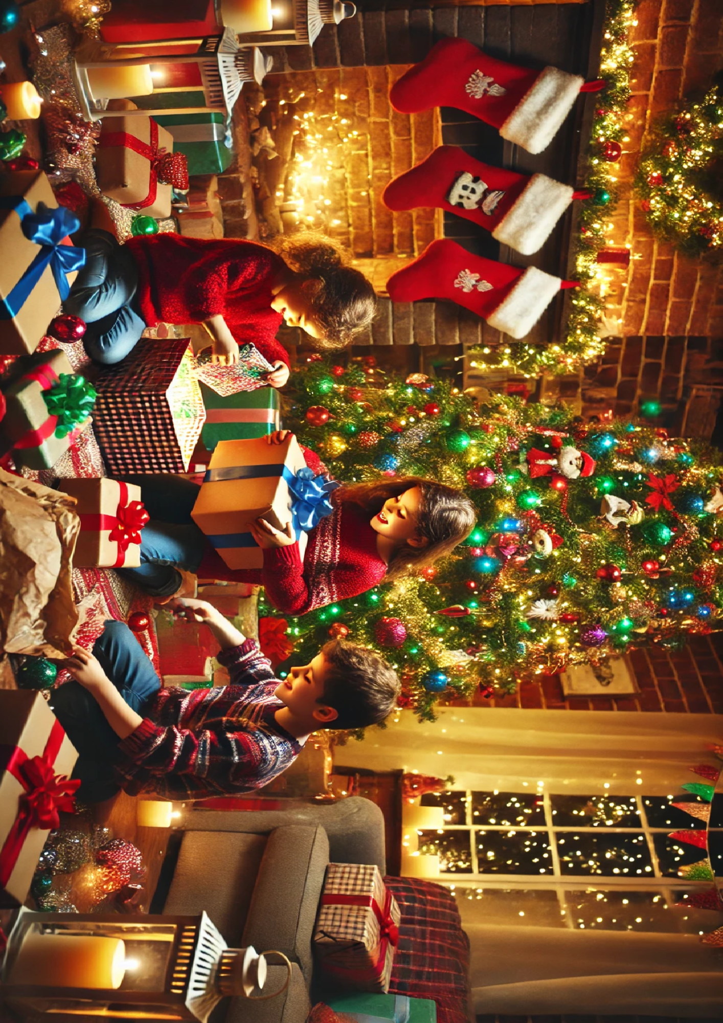 Sticker Sheet / Greeting Card – Children Open Gifts Full Cat. No. 1515