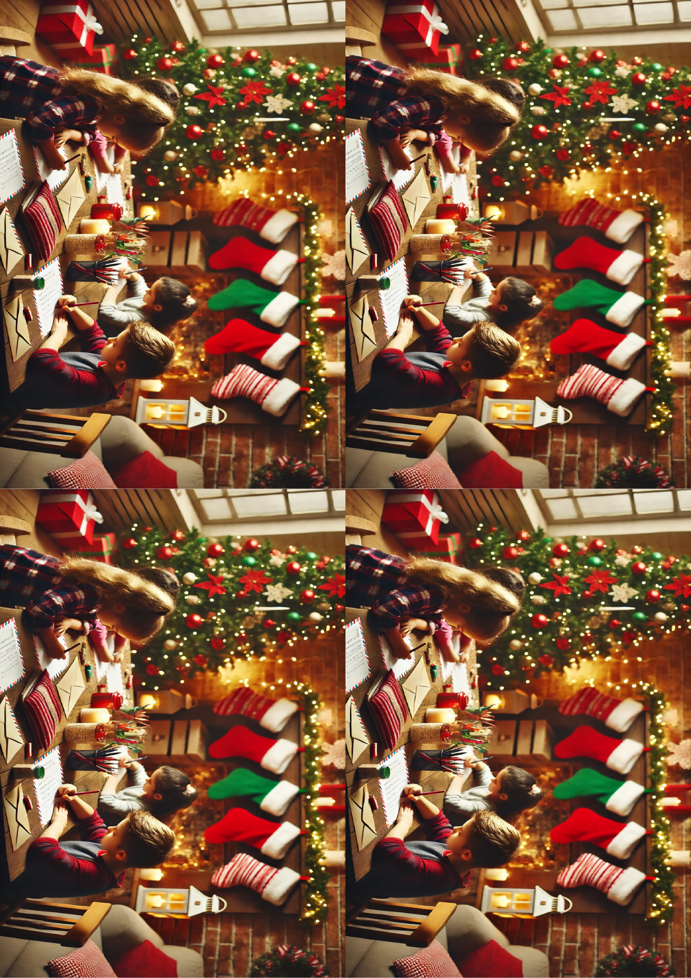 Sticker Sheet / Greeting Card – Children Write a Letter to Santa Claus Collage Cat. No. 1516