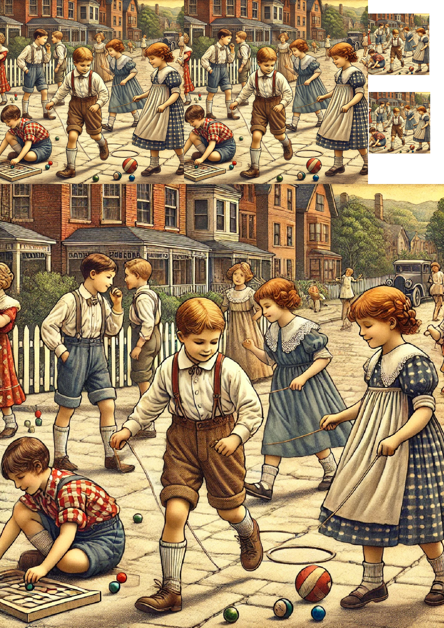 Sticker Sheet / Greeting Card – Children Early 20th Century Collage Cat. No. 1267