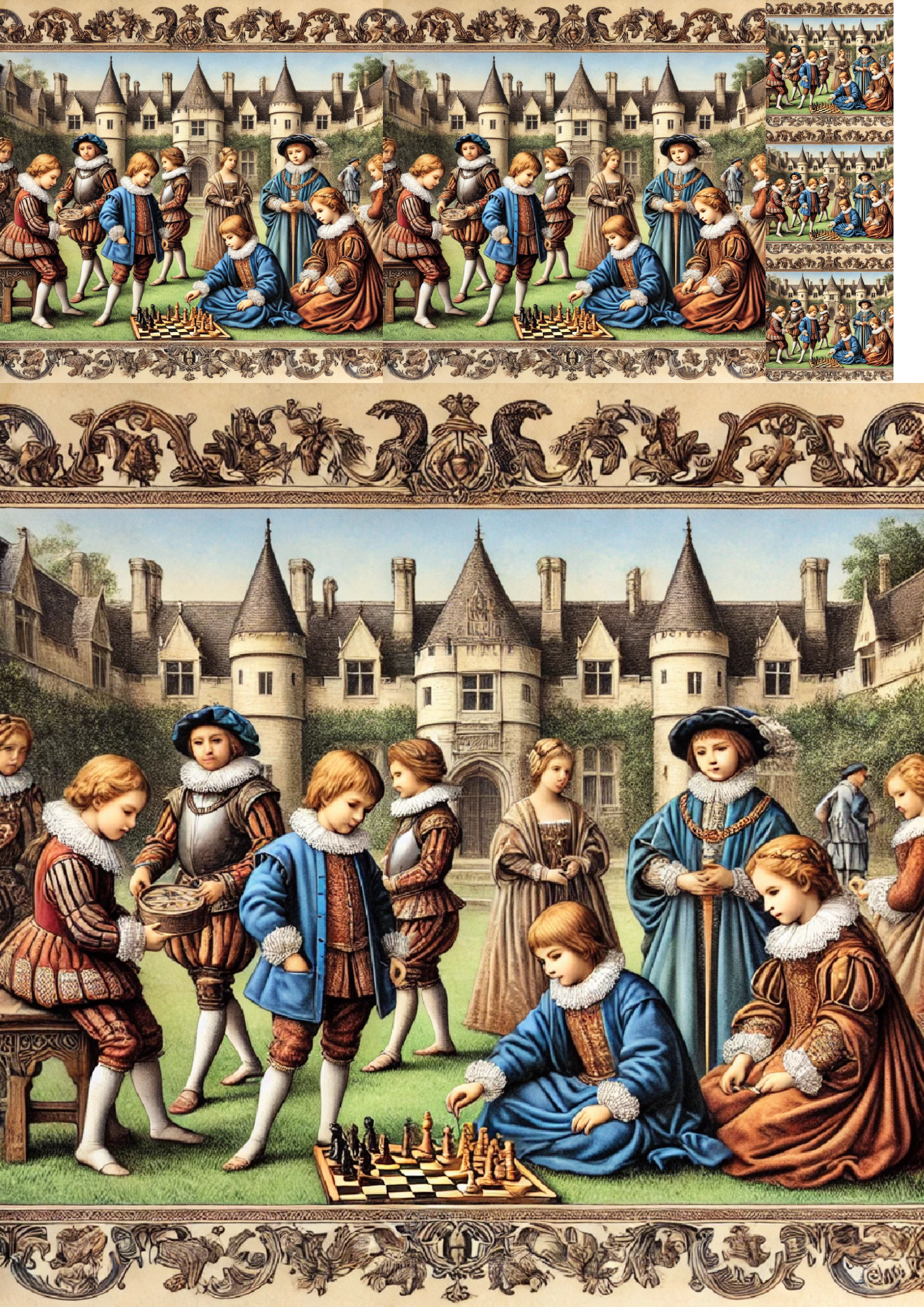 Sticker Sheet / Greeting Card – Noble Children in the Middle Ages Collage Cat. No. 1269