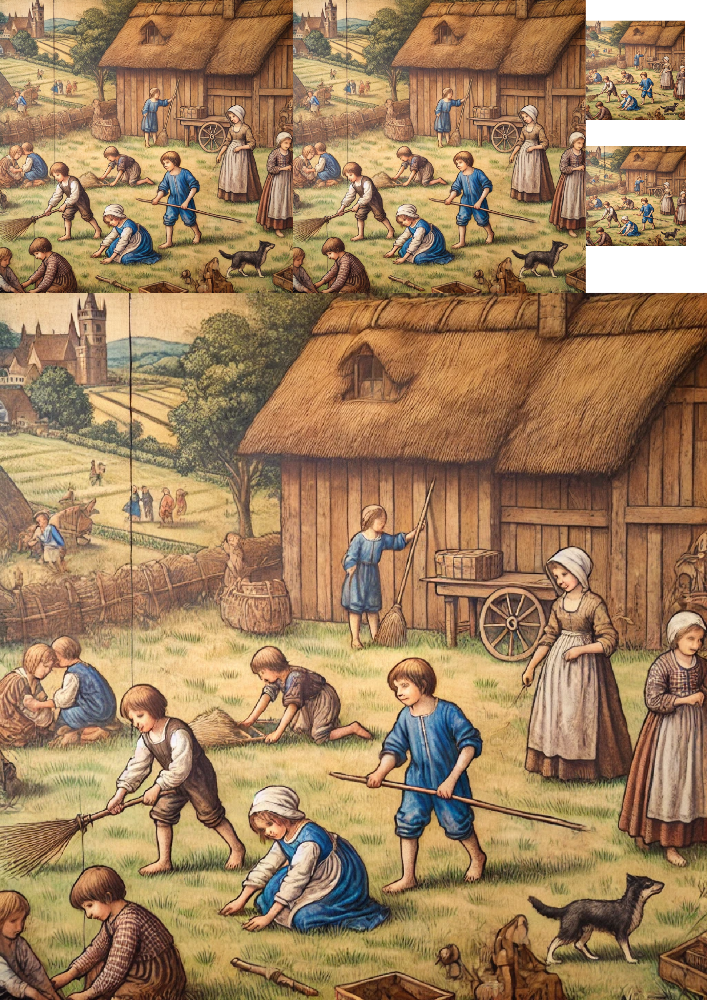 Sticker Sheet / Greeting Card – Rural Children in the Middle Ages Collage Cat. No. 1271