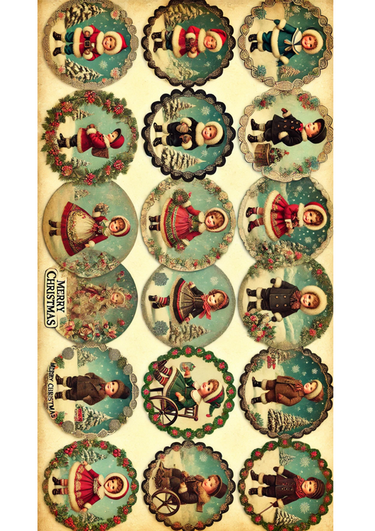 Sticker Sheet Children On Christmas Bauble Full Cat. No. 1428