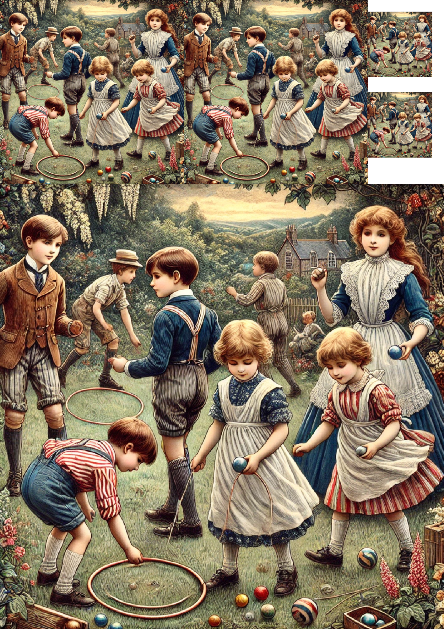 Sticker Sheet / Greeting Card – Children in the Victorian Era Collage Cat. No. 1273