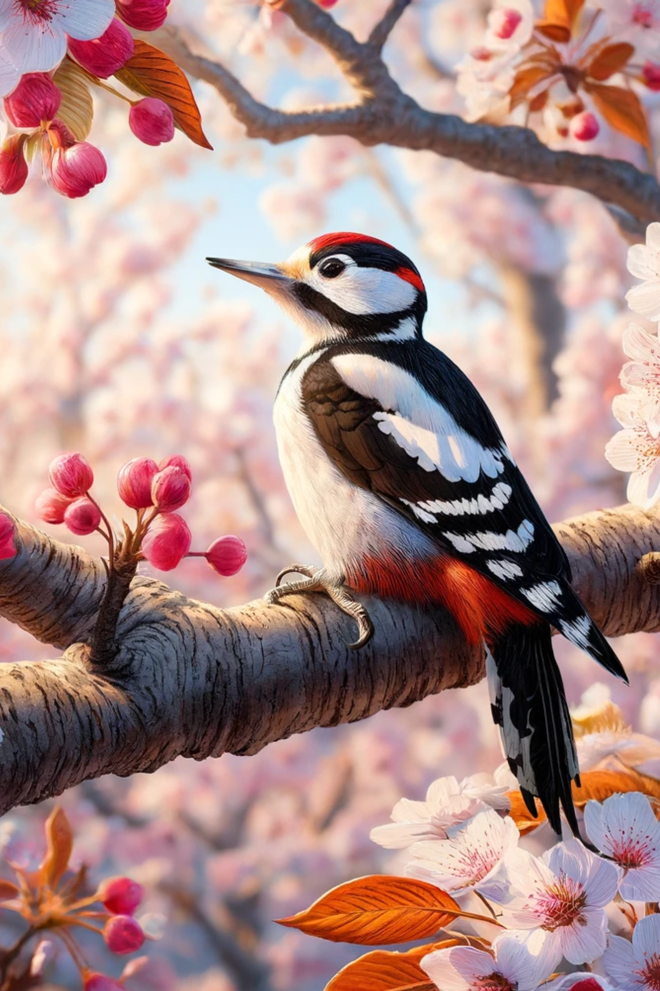 Sticker Sheet / Greeting Card – Woodpecker on Cherry Full Cat. No. 544