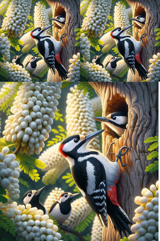 Sticker Sheet – Woodpecker on Acacia Collage Cat. No. 545