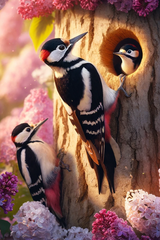 Sticker Sheet – Woodpecker On A Lilac Twig Full Cat. No. 548