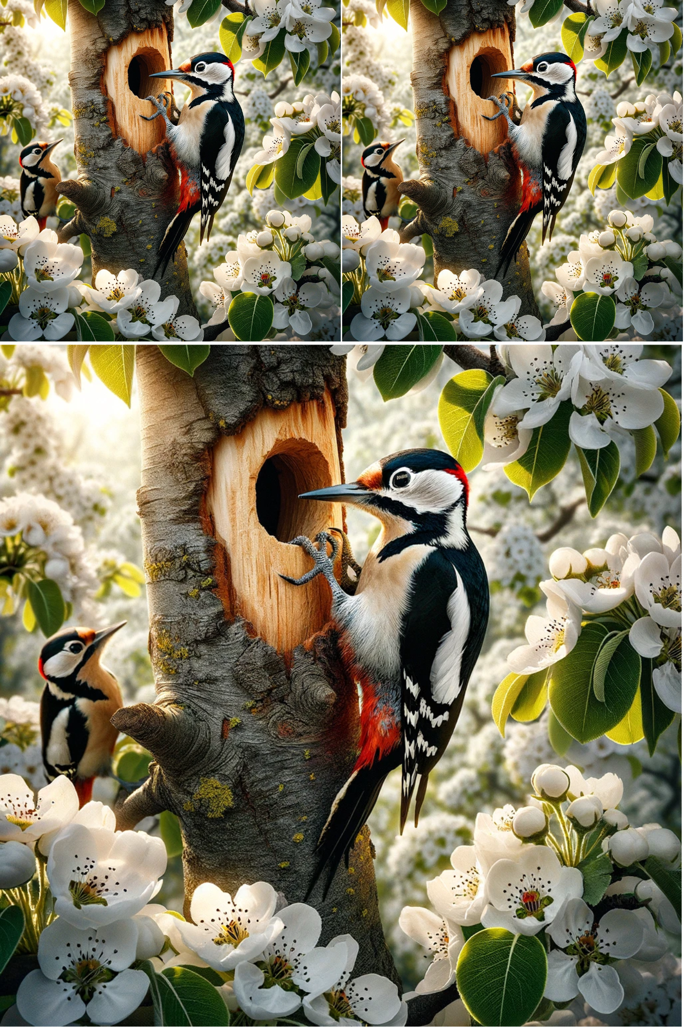 Sticker Sheet / Greeting Card – Woodpecker on a Pear Tree Collage Cat. No. 549