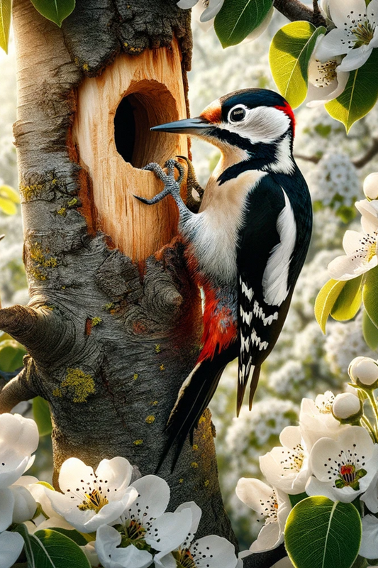 Sticker Sheet – Woodpecker on a pear tree, full, Cat. No. 550