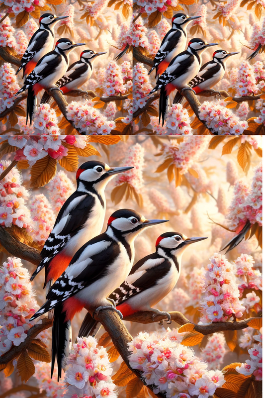 Sticker Sheet – Woodpecker On A Chestnut Tree Collage Cat. No. 551