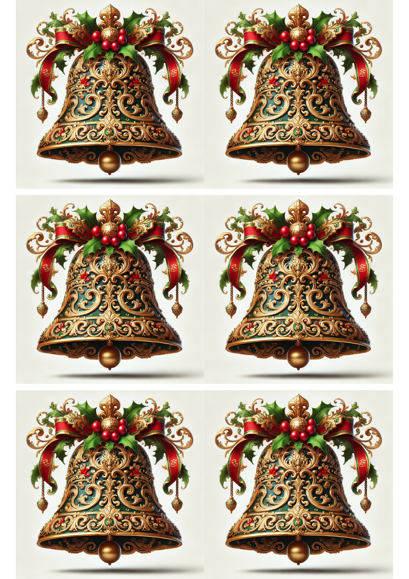 Sticker Sheet / Greeting Card – Baroque Christmas Bell 3 Collage Cat. No. 2793