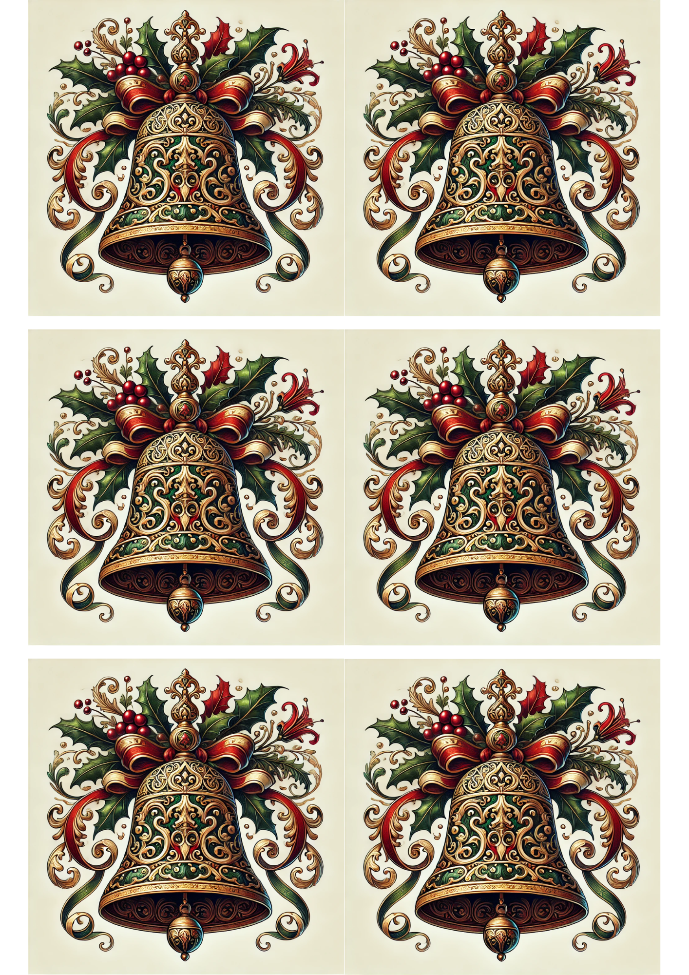 Sticker Sheet / Greeting Card – Baroque Christmas Bell 4 Collage Cat. No. 2795