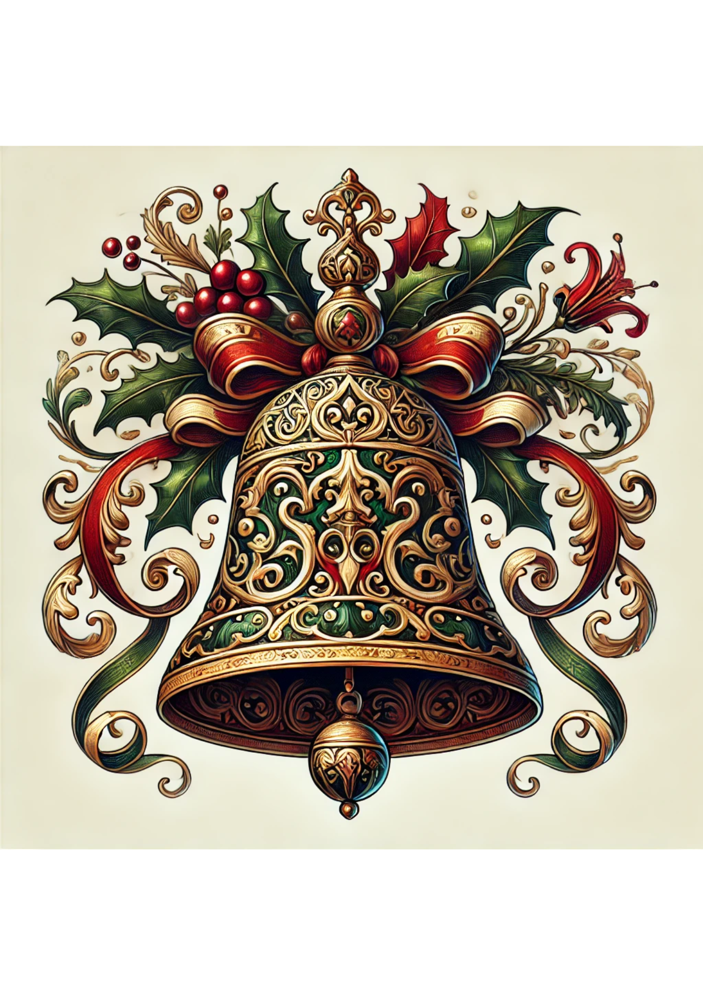 Sticker Sheet / Greeting Card – Baroque Christmas Bell 4 Full Cat. No. 2796